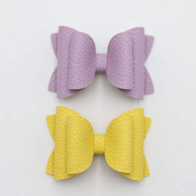 2 bucăți drăguț de culoare bomboană boutique ace de păr cu fundă din piele laterale agrafe de păr lucrate manual accesorii de păr elegante fete copii femei accesorii pentru cap