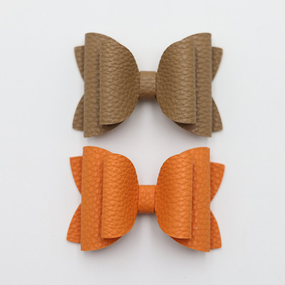 2 bucăți drăguț de culoare bomboană boutique ace de păr cu fundă din piele laterale agrafe de păr lucrate manual accesorii de păr elegante fete copii femei accesorii pentru cap