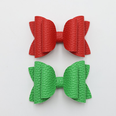 2 bucăți drăguț de culoare bomboană boutique ace de păr cu fundă din piele laterale agrafe de păr lucrate manual accesorii de păr elegante fete copii femei accesorii pentru cap