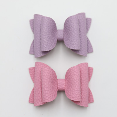 2 bucăți drăguț de culoare bomboană boutique ace de păr cu fundă din piele laterale agrafe de păr lucrate manual accesorii de păr elegante fete copii femei accesorii pentru cap