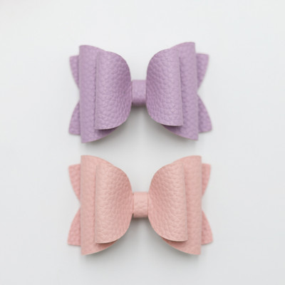 2 bucăți drăguț de culoare bomboană boutique ace de păr cu fundă din piele laterale agrafe de păr lucrate manual accesorii de păr elegante fete copii femei accesorii pentru cap