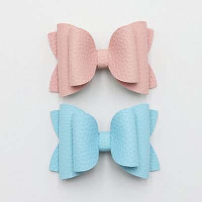2 bucăți drăguț de culoare bomboană boutique ace de păr cu fundă din piele laterale agrafe de păr lucrate manual accesorii de păr elegante fete copii femei accesorii pentru cap