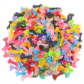 100 buc/lot Imprimare cu puncte Panglică mică Artizanat cu fundă pentru animale de companie DOAR FUCĂ FĂRĂ CLIPE DIY Papion Decor de nuntă Accesorii pentru păr