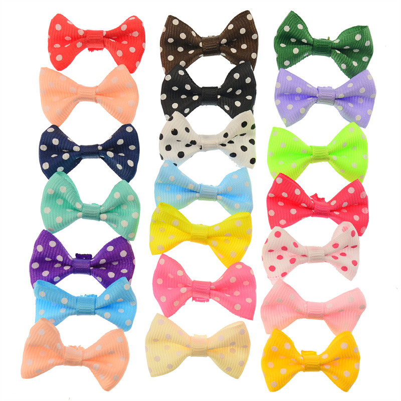 100 buc/lot Imprimare cu puncte Panglică mică Artizanat cu fundă pentru animale de companie DOAR FUCĂ FĂRĂ CLIPE DIY Papion Decor de nuntă Accesorii pentru păr