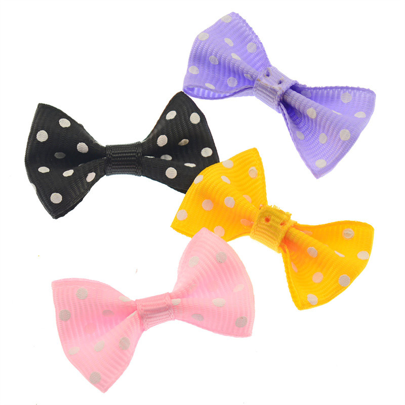 100 buc/lot Imprimare cu puncte Panglică mică Artizanat cu fundă pentru animale de companie DOAR FUCĂ FĂRĂ CLIPE DIY Papion Decor de nuntă Accesorii pentru păr