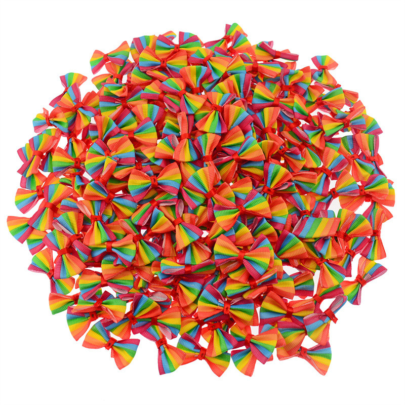 100 buc/lot Imprimare cu puncte Panglică mică Artizanat cu fundă pentru animale de companie DOAR FUCĂ FĂRĂ CLIPE DIY Papion Decor de nuntă Accesorii pentru păr