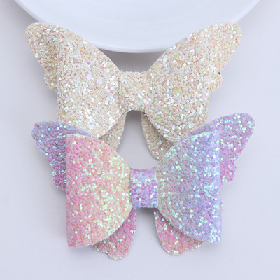 2 τεμάχια καινούργια κοριτσίστικα κλιπ μαλλιών πεταλούδα Baby Glitter Barrette μαλλιών Παιδικά μαλλιά ουράνιο τόξο Φιόγκοι Παιδικά μαντήλια αξεσουάρ