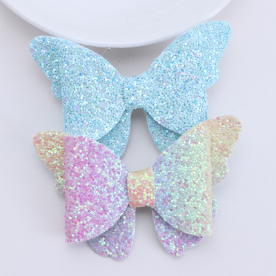 2 τεμάχια καινούργια κοριτσίστικα κλιπ μαλλιών πεταλούδα Baby Glitter Barrette μαλλιών Παιδικά μαλλιά ουράνιο τόξο Φιόγκοι Παιδικά μαντήλια αξεσουάρ