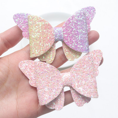 2 τεμάχια καινούργια κοριτσίστικα κλιπ μαλλιών πεταλούδα Baby Glitter Barrette μαλλιών Παιδικά μαλλιά ουράνιο τόξο Φιόγκοι Παιδικά μαντήλια αξεσουάρ