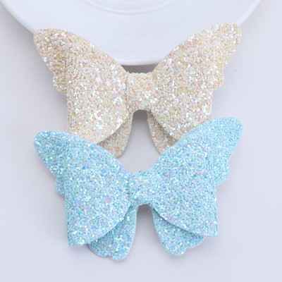2 τεμάχια καινούργια κοριτσίστικα κλιπ μαλλιών πεταλούδα Baby Glitter Barrette μαλλιών Παιδικά μαλλιά ουράνιο τόξο Φιόγκοι Παιδικά μαντήλια αξεσουάρ