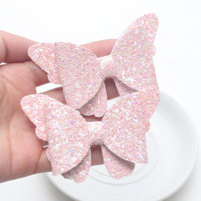 2 τεμάχια καινούργια κοριτσίστικα κλιπ μαλλιών πεταλούδα Baby Glitter Barrette μαλλιών Παιδικά μαλλιά ουράνιο τόξο Φιόγκοι Παιδικά μαντήλια αξεσουάρ