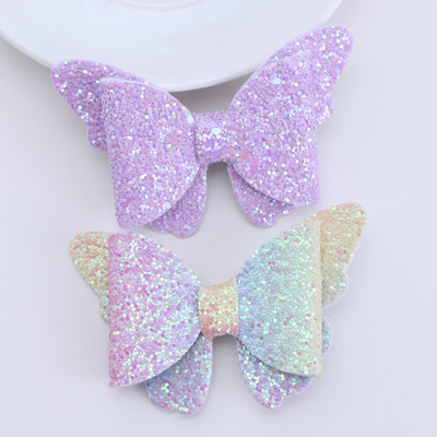 2 τεμάχια καινούργια κοριτσίστικα κλιπ μαλλιών πεταλούδα Baby Glitter Barrette μαλλιών Παιδικά μαλλιά ουράνιο τόξο Φιόγκοι Παιδικά μαντήλια αξεσουάρ