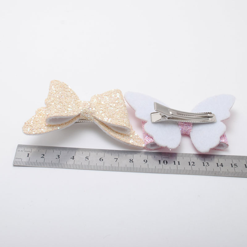 2 τεμάχια καινούργια κοριτσίστικα κλιπ μαλλιών πεταλούδα Baby Glitter Barrette μαλλιών Παιδικά μαλλιά ουράνιο τόξο Φιόγκοι Παιδικά μαντήλια αξεσουάρ
