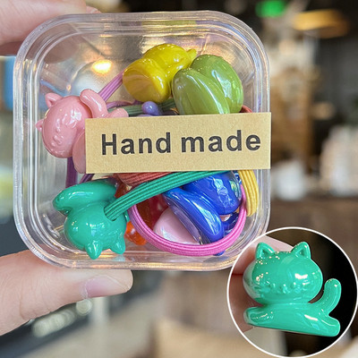 10vnt/stal. Vaikų galvos apdangalas Plaukų virvė Korėjietiškas animacinis filmas elastinės guminės juostelės mergaičių uodegos laikiklis plaukų kaklaraištis galvos apdangalas plaukų aksesuaras