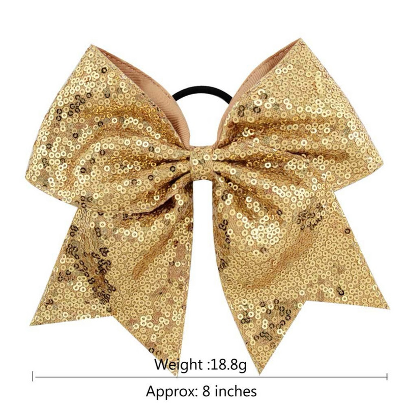 1 komad 8 inča prošivena svjetlucava mašna za navijačice sa šljokicama s elastičnom trakom Držač za konjski rep za djevojčice Dodaci za kosu 888