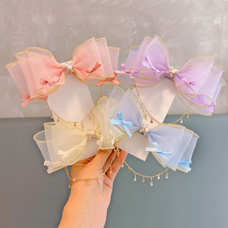 Veliki lanac s kićankama Mašne za kosu za djevojčice Vilinska princeza Ukosnica s mašnom Dječje pokrivalo za glavu s vještačkim kamenčićima Dodaci za oblikovanje kose