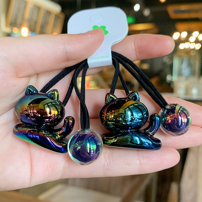 2 buc. Seturi de benzi elastice de păr din desene animate cu urs acrilic Accesorii de păr pentru fete, lucrate manual pentru cravată de păr, bandă de cauciuc