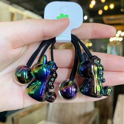 2 buc. Seturi de benzi elastice de păr din desene animate cu urs acrilic Accesorii de păr pentru fete, lucrate manual pentru cravată de păr, bandă de cauciuc