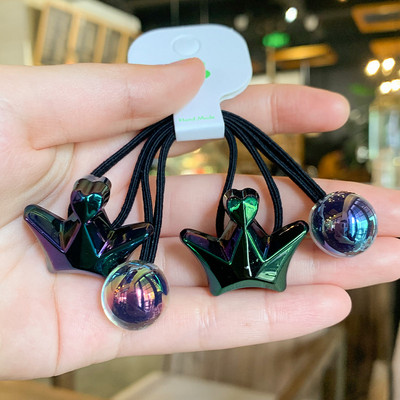 2 buc. Seturi de benzi elastice de păr din desene animate cu urs acrilic Accesorii de păr pentru fete, lucrate manual pentru cravată de păr, bandă de cauciuc