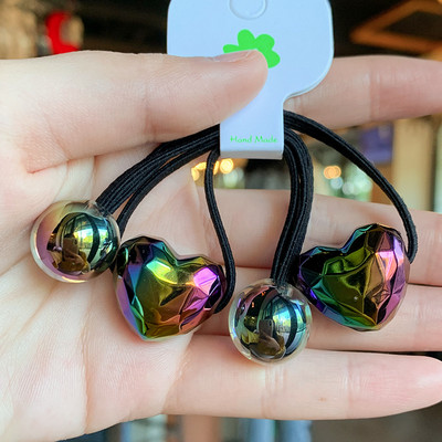 2 buc. Seturi de benzi elastice de păr din desene animate cu urs acrilic Accesorii de păr pentru fete, lucrate manual pentru cravată de păr, bandă de cauciuc