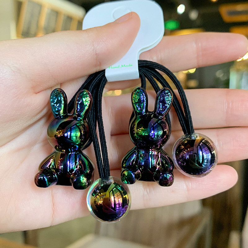 2 buc. Seturi de benzi elastice de păr din desene animate cu urs acrilic Accesorii de păr pentru fete, lucrate manual pentru cravată de păr, bandă de cauciuc