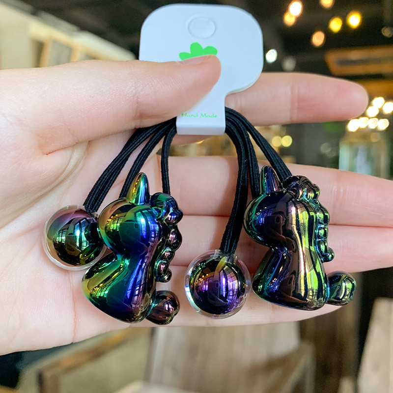 2 buc. Seturi de benzi elastice de păr din desene animate cu urs acrilic Accesorii de păr pentru fete, lucrate manual pentru cravată de păr, bandă de cauciuc