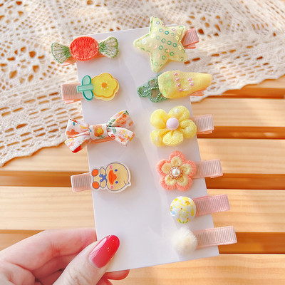 10 τμχ/σετ Νέο μωρό για κοριτσάκια Χαριτωμένα γλυκά καρτούν στολίδια λουλουδιών κλιπ μαλλιών Παιδικά υπέροχα γλυκά φουρκέτες Παιδικά αξεσουάρ μαλλιών