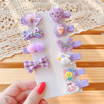10 τμχ/σετ Νέο μωρό για κοριτσάκια Χαριτωμένα γλυκά καρτούν στολίδια λουλουδιών κλιπ μαλλιών Παιδικά υπέροχα γλυκά φουρκέτες Παιδικά αξεσουάρ μαλλιών
