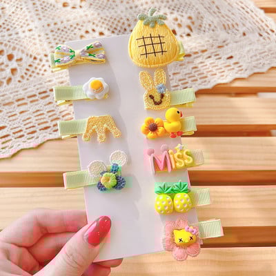 10 τμχ/σετ Νέο μωρό για κοριτσάκια Χαριτωμένα γλυκά καρτούν στολίδια λουλουδιών κλιπ μαλλιών Παιδικά υπέροχα γλυκά φουρκέτες Παιδικά αξεσουάρ μαλλιών