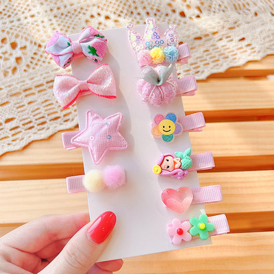 10 τμχ/σετ Νέο μωρό για κοριτσάκια Χαριτωμένα γλυκά καρτούν στολίδια λουλουδιών κλιπ μαλλιών Παιδικά υπέροχα γλυκά φουρκέτες Παιδικά αξεσουάρ μαλλιών