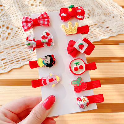 10 τμχ/σετ Νέο μωρό για κοριτσάκια Χαριτωμένα γλυκά καρτούν στολίδια λουλουδιών κλιπ μαλλιών Παιδικά υπέροχα γλυκά φουρκέτες Παιδικά αξεσουάρ μαλλιών