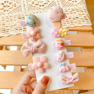 10 τμχ/σετ Νέο μωρό για κοριτσάκια Χαριτωμένα γλυκά καρτούν στολίδια λουλουδιών κλιπ μαλλιών Παιδικά υπέροχα γλυκά φουρκέτες Παιδικά αξεσουάρ μαλλιών