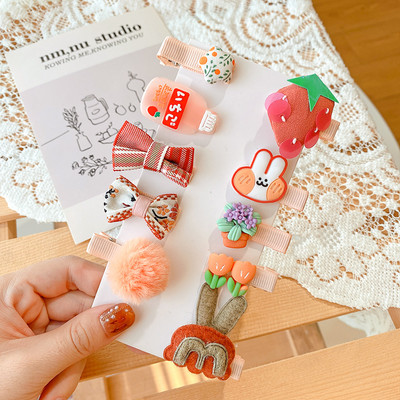 10 τμχ/σετ Νέο μωρό για κοριτσάκια Χαριτωμένα γλυκά καρτούν στολίδια λουλουδιών κλιπ μαλλιών Παιδικά υπέροχα γλυκά φουρκέτες Παιδικά αξεσουάρ μαλλιών