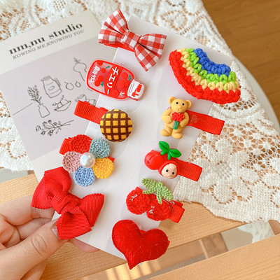 10 τμχ/σετ Νέο μωρό για κοριτσάκια Χαριτωμένα γλυκά καρτούν στολίδια λουλουδιών κλιπ μαλλιών Παιδικά υπέροχα γλυκά φουρκέτες Παιδικά αξεσουάρ μαλλιών