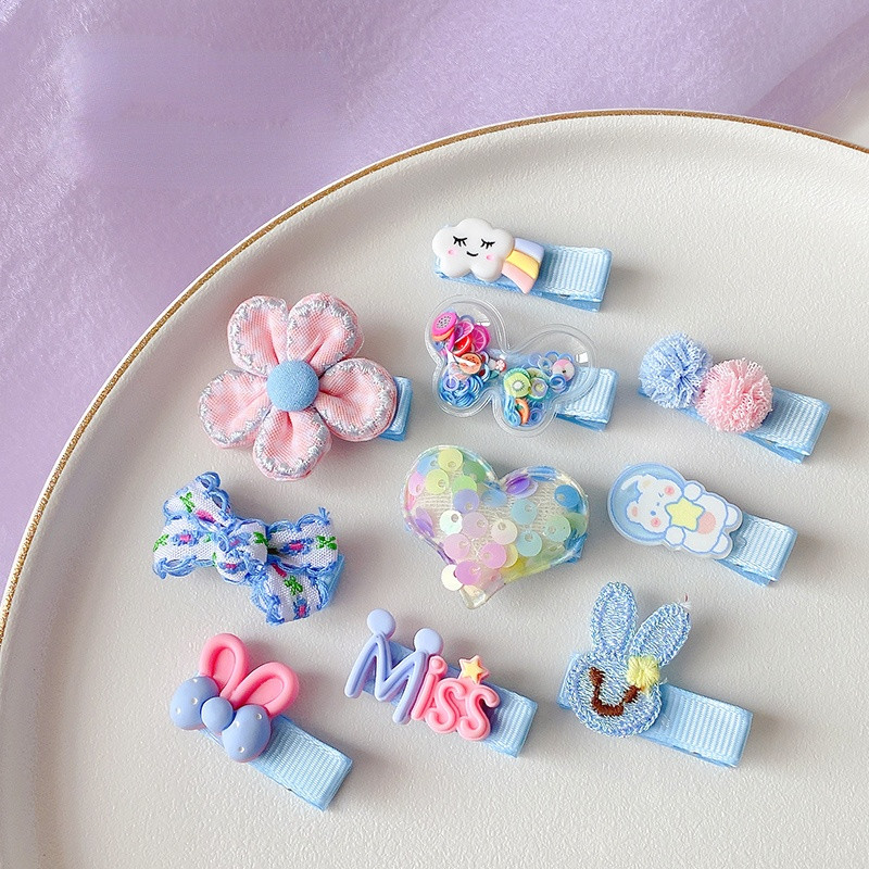 10 τμχ/σετ Νέο μωρό για κοριτσάκια Χαριτωμένα γλυκά καρτούν στολίδια λουλουδιών κλιπ μαλλιών Παιδικά υπέροχα γλυκά φουρκέτες Παιδικά αξεσουάρ μαλλιών