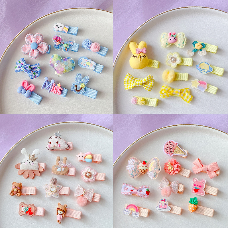 10 τμχ/σετ Νέο μωρό για κοριτσάκια Χαριτωμένα γλυκά καρτούν στολίδια λουλουδιών κλιπ μαλλιών Παιδικά υπέροχα γλυκά φουρκέτες Παιδικά αξεσουάρ μαλλιών