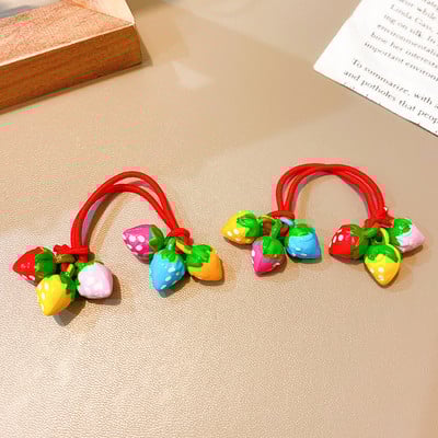 2 τμχ Νέο χαριτωμένο σχοινί δένει με φράουλα για κοριτσάκι Γλυκό ελαστικό κορδόνι μαλλιών βρόχο Παιδική κεφαλή Παιδικά αξεσουάρ μαλλιών Αξεσουάρ κεφαλής