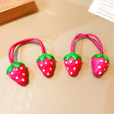 2 τμχ Νέο χαριτωμένο σχοινί δένει με φράουλα για κοριτσάκι Γλυκό ελαστικό κορδόνι μαλλιών βρόχο Παιδική κεφαλή Παιδικά αξεσουάρ μαλλιών Αξεσουάρ κεφαλής