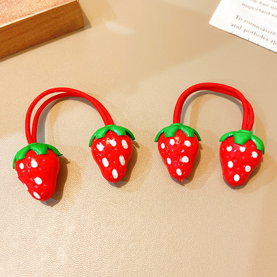 2 τμχ Νέο χαριτωμένο σχοινί δένει με φράουλα για κοριτσάκι Γλυκό ελαστικό κορδόνι μαλλιών βρόχο Παιδική κεφαλή Παιδικά αξεσουάρ μαλλιών Αξεσουάρ κεφαλής