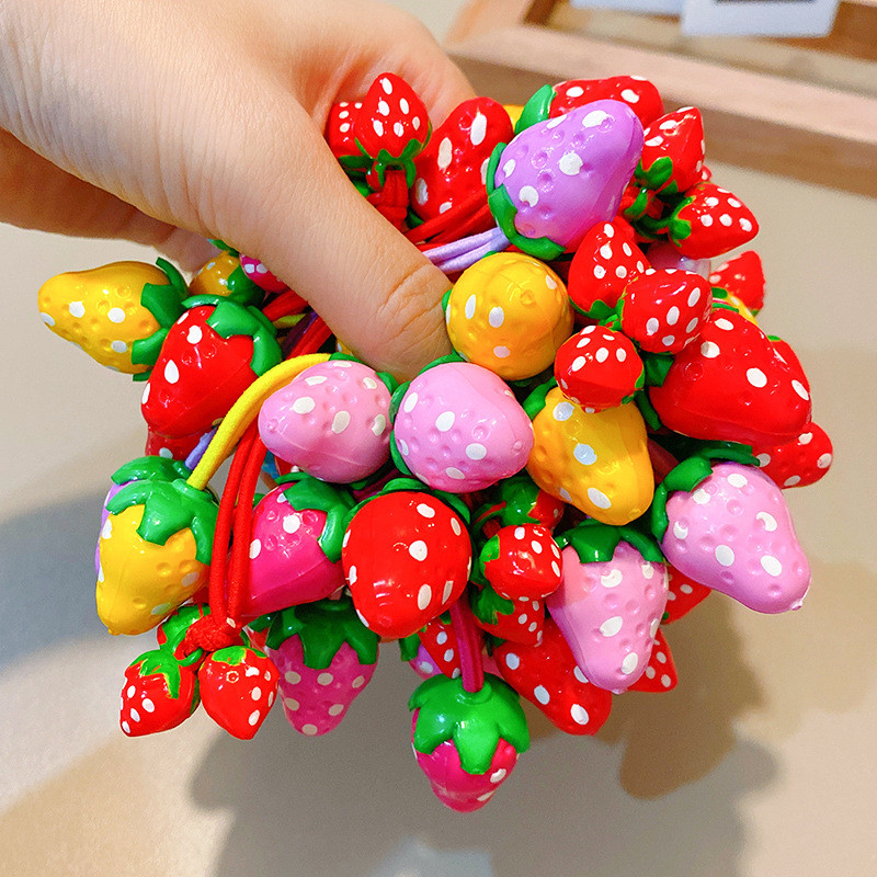 2 τμχ Νέο χαριτωμένο σχοινί δένει με φράουλα για κοριτσάκι Γλυκό ελαστικό κορδόνι μαλλιών βρόχο Παιδική κεφαλή Παιδικά αξεσουάρ μαλλιών Αξεσουάρ κεφαλής