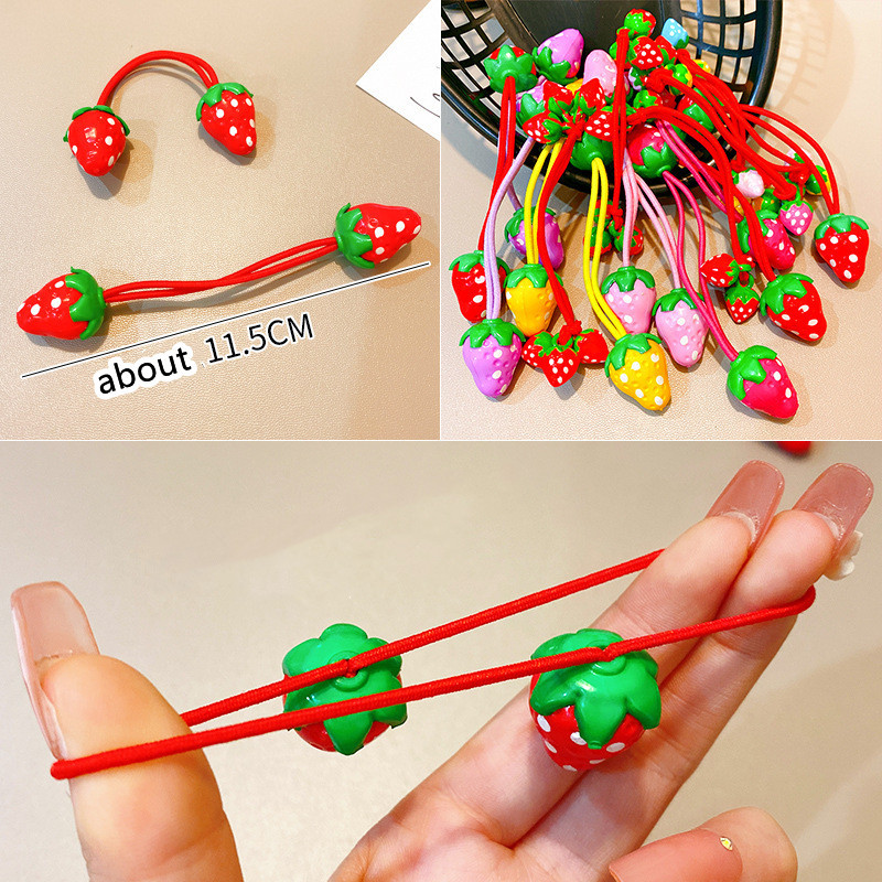 2 τμχ Νέο χαριτωμένο σχοινί δένει με φράουλα για κοριτσάκι Γλυκό ελαστικό κορδόνι μαλλιών βρόχο Παιδική κεφαλή Παιδικά αξεσουάρ μαλλιών Αξεσουάρ κεφαλής