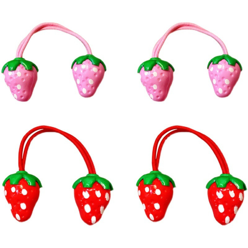 2 τμχ Νέο χαριτωμένο σχοινί δένει με φράουλα για κοριτσάκι Γλυκό ελαστικό κορδόνι μαλλιών βρόχο Παιδική κεφαλή Παιδικά αξεσουάρ μαλλιών Αξεσουάρ κεφαλής