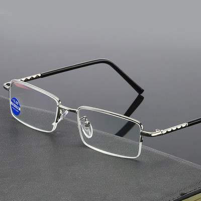 Ανδρικά Γυναικεία Γυαλιά ανάγνωσης Ultralight Anti-Blue Light Γυαλιά ανάγνωσης Ανδρικά Γυναικεία Μεταλλικά Γυαλιά Presbyopia Clear Lens Eye Ασημένια γυαλιά +1,0~4,0