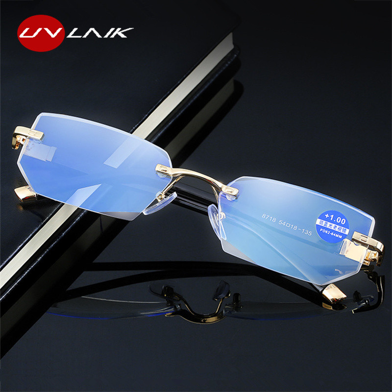 UVLAIK Naočale za čitanje protiv plavog svjetla Ženske Rimeles naočale s dijamantnim brušenjem Muške naočale protiv umora, dalekovidnost i dalekovidnost