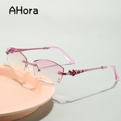 Ahora Ochelari de lectură cu tăiere Riamond fără montură Ochelari de vedere pentru computer cu lumină albastră pentru femei cu dioptrie +1,0 1,5 2,0 2,5 3,5