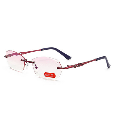 Ahora Ochelari de lectură cu tăiere Riamond fără montură Ochelari de vedere pentru computer cu lumină albastră pentru femei cu dioptrie +1,0 1,5 2,0 2,5 3,5