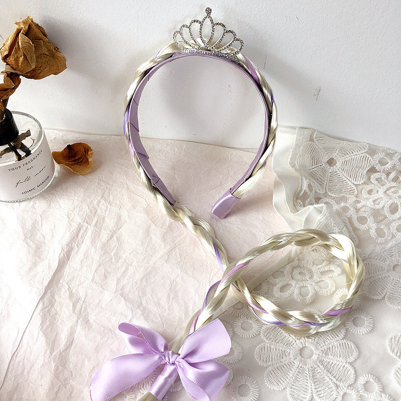 12 stilova Dječje Djevojčice Plave Cosplay Pletena pletenica Zapetljana Rapunzel princeza Traka za glavu Dodaci za kosu Vlasulja za djevojku Perika