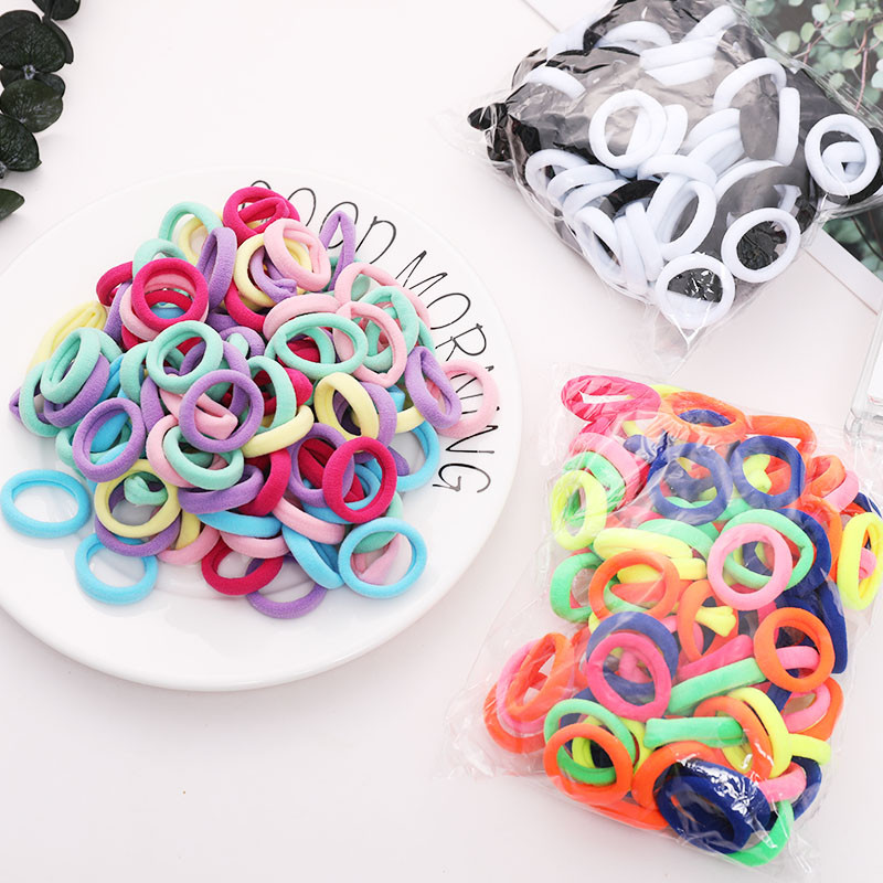 100 buc/set 2 cm fete colorate de bază din nailon benzi elastice de păr Scrunchie suport pentru coadă de cal cravată de păr accesorii de păr la modă pentru copii
