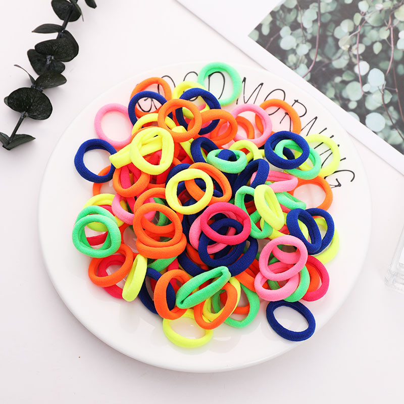 100 buc/set 2 cm fete colorate de bază din nailon benzi elastice de păr Scrunchie suport pentru coadă de cal cravată de păr accesorii de păr la modă pentru copii