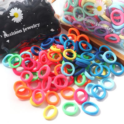 50tk Komplekt Tüdrukutele Juuksepaelad Kommivärvid Elastsed Käterätikud Juukseaksessuaarid Beebi hobusesabahoidja Scrunchie peapael